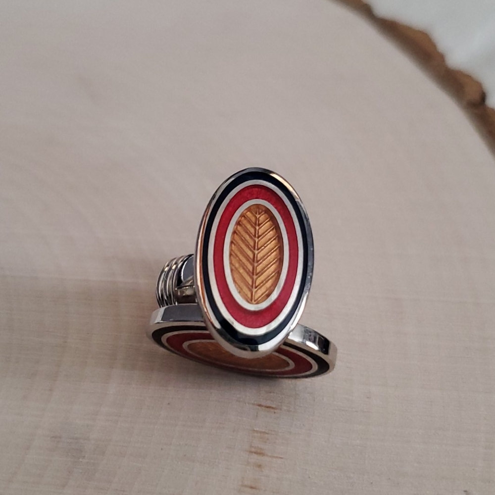 CT Gold Red Silver Leaf Design Cuff Links